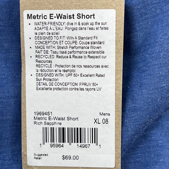 NEW Prana L Mens 8" Metric E-Waist Board Shorts‎ Blue Swim UPF50+ - Picture 8 of 13